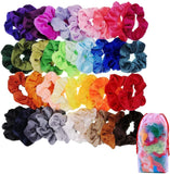 Pack of 39 x colourful velvet scrunchies elastic hair bands hair ties for kids women children girls