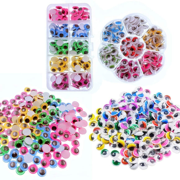 240 x Kulleraugen mit Wimpern + 200 x Kulleraugen ohne Wimpern, 10 mm selbstklebende Wackelaugen