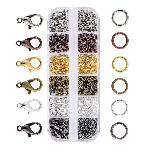 140 pcs Jewelry Lobster Claw Clasps+990 pcs Open Jump Rings Jewelry Accessories kit  Making Handmade