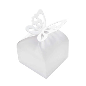 50x Pearly white butterfly party wedding boxes gift box