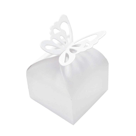 Coffret cadeau papillon blanc nacré 50x, coffret cadeau pour fête de mariage
