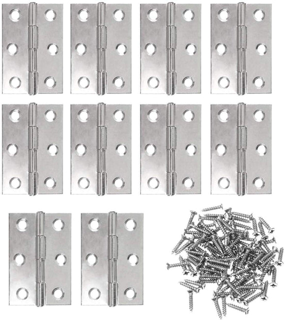 10 x Stainless Steel Cabinet Drawer Butt Hinge connectors 2.5 inch + 60 x Replacement Hinge Screws