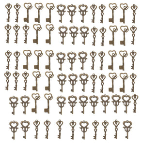 75 x Vintage-Skelettschlüssel, bronzefarben, Charm-Schlüssel, Anhänger, DIY, handgefertigte Halskette, Bastelprojekte