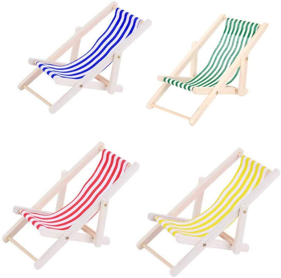 4x Mini poupées en bois maison meubles accessoires chaise longue poupées chaise de plage pour intérieur extérieur