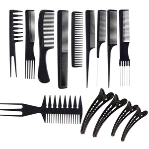 10x Professional Salon Comb Set Anti-static Hair Styling Hairdressing Combs+4x Hair Clips Salon