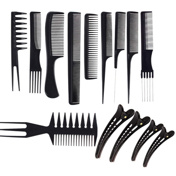 10x ensemble de peignes de Salon professionnel antistatiques peignes de coiffure + 4x pinces à cheveux Salon