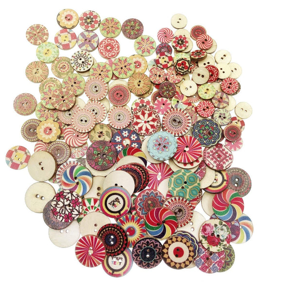 300 x boutons en bois multicolores vintage 2 trous boutons ronds bricolage couture artisanat tricot décoration