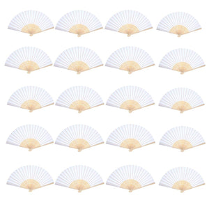 20 x weiße Faltpapierfächer/Handfächer aus Papier für Party, Hochzeit, Kommunion, Reisen, Dekoration