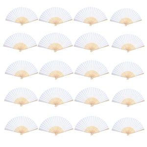 20 x White folding paper fan/fans handheld paper for party wedding communion travelling decoration