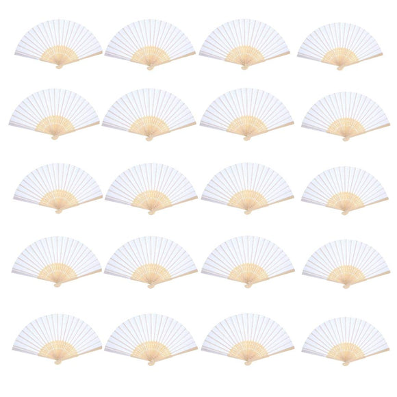 20 x White folding paper fan/fans handheld paper for party wedding communion travelling decoration