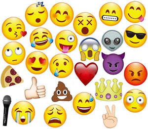 27 x Emoji-Fotoautomaten-Requisiten aus Papier, Party-Selfie-Requisiten auf Stab für Partyzubehör