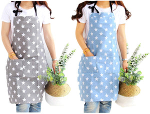 2 x Star Chefs kitchen apron cotton canvas apron with 2 pockets for women girls adults for cooking