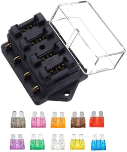 BH-4P 12V 24V 32V 4 way standard blade fuse holder box board fusebox car campervan boat with 10 fuse