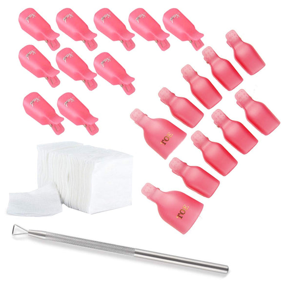 Nail Remover Tool set 10x Finger Nail Clips+10x Toe Nail Clips+200x Cotton Pads + 1 Tool Polish