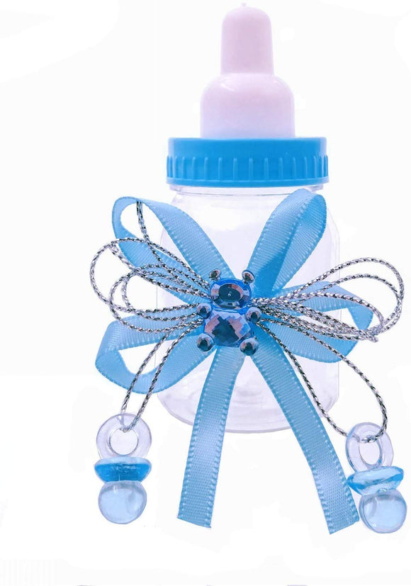 24 x blaue Babyflaschen-Babyparty-Geschenkboxen für Babyparty-Junge-Geburtstagsfeier