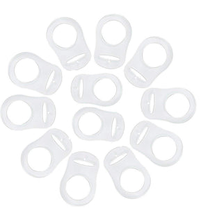 12pcs Transparent Silicone Button Ring Dummy Pacifier Holder Clip Adapter for Baby MAM Soother