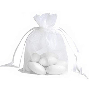 50x White organza bags party bags confetti bags small gift bags 12x9 cm