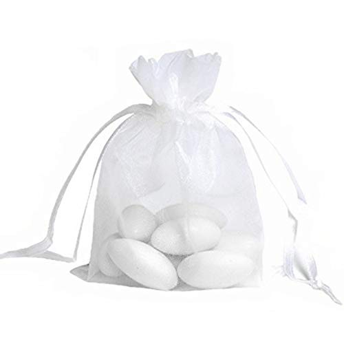 50x Sacs en organza blancs Sacs de fête Sacs à confettis Petits sacs cadeaux 12x9 cm