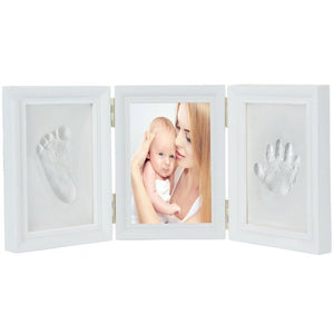 JZK White Clay Handprint Footprint Picture Frame kit Clay photo Frames Girls Boys Baby Shower Gift