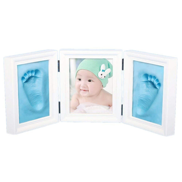 JZK Blue Clay Handprint Footprint Picture Frame kit Clay photo Frames Girls Boys Baby Shower Gift