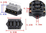 BH-4P 12 V 24 V 32 V 4-Wege-Standard-Blade-Sicherungshalter, Box, Platine, Sicherungskasten, Auto, Wohnmobil, Boot mit 10 Sicherungen