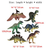 6 Assorted set toy dinosaur figures triceratops pterodactyl stegosaurus allosaurus tyrannosaurus rex