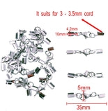 20 x Silver Jewellery Lobster Claw Clasps with Cord Ends,  Jewelry Accessories kit