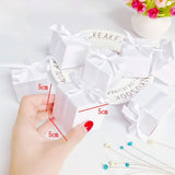50 boîtes à dragées de mariage blanches vierges avec rubans, boîte à bonbons en papier pour anniversaire de mariage 