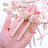 50 X Mini Wooden Honey Spoon for Slime 8CM Small Wood Honey Dipper Sticks drizzler Wedding Honey jar