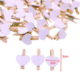 100 x Mini piquets coeur blanc en bois 3 cm + ficelle de jute 30 m, décoration de carte photo de fête de mariage