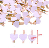 100 x Mini Wooden White Heart pegs 3cm + Jute Twine String 30m, Wedding Party Photo Card Decoration