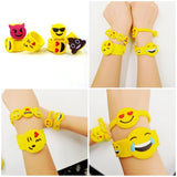 28 Emoji slap bracelet rubber emoticon band silicone wristband for kids children birthday gift party