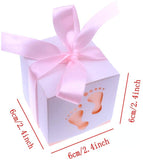 50 x boîtes à dragées en papier rose empreinte de bébé, fête prénatale pour fille, fête d'anniversaire, fête de baptême