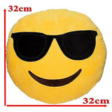 2 x Stuffed plush Emoji cushion devil + cool face 12 inch Emoji pillow
