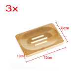 3x Natural bamboo soap dish soap box soap dish storage holder for kitchen home shower bathroom tub
