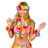 5-in-1 Hawaii-Party-Kostüm-Set, Hula-Rock, Blumen-Stirnband, Armband, Girlande, Halskette