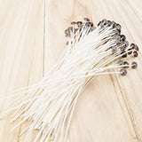 100 x 200mm Wax Candle Wicks with Base/Sustainer, no Smoke, pre-Waxed, Natural Cotton core