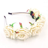 Wedding flower girl bridesmaid bride rose flower tiara headband children and adult hairband, white