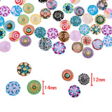 180 x Mixed Round Mosaic Printed cabochons 12mm, 14mm Flatback Dome Half Round for Jewellery Making