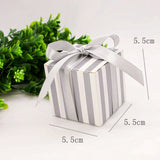 50 x Silver stripe party wedding favour boxes gift box sweets confetti jewelry birthday baby shower