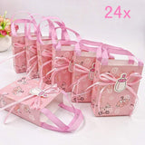24 x Sac de faveur de fête prénatale rose, sac doux pour fille, mini sac en papier de fête pour fête d'anniversaire de bébé fille