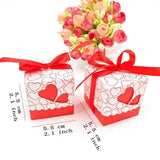 50 Red Heart Wedding Favour Box Sweet Box Gift Box for Wedding Birthday Baby Shower Christening