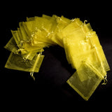 Sacs en organza jaune 50x, sacs à confettis pour cadeaux de fête, petit cadeau 12x9 cm, mariage, anniversaire, baby shower
