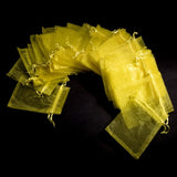 50x Yellow organza bags party favour confetti bags small gift 12x9 cm wedding birthday baby shower