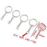 100 x Split Metal Key Rings 25mm with Link Chain + Mini Open Jump Rings for car House Work