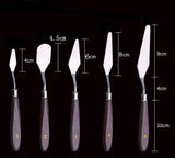 5 Piece Set of Stainless Steel Palette Knives with Wooden Handles Oil Painting