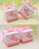 50 Pink Heart Wedding Favour Box Sweet Box Gift Box for Wedding Birthday Baby Graduation Party