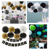 10 x 10 Zoll 25 cm, Pompons aus Seidenpapier, Pompons, Dekorationen, Hochzeit, Weihnachten, Partyzubehör (schwarz)