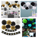 10 x 10 pouces 25 cm, pompons en tissu décorations de mariage fournitures de fête de Noël (noir)