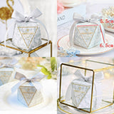 50 Diamond shape favour boxes with ribbons paper sweets box for wedding birthday graduation party
